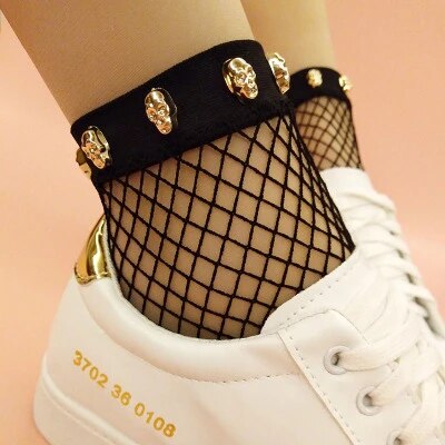 Sisters Matter Fishnet Socks in Skull, Stud or Pearl