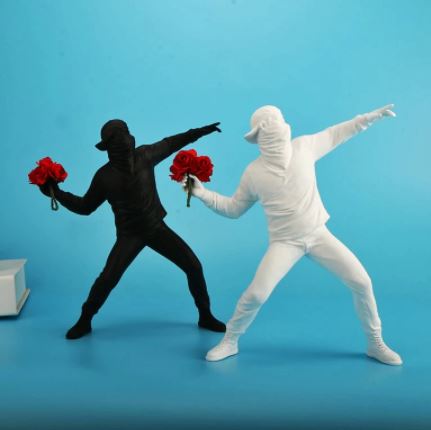 Sisters Matter - Banksy Flower Thrower Statue