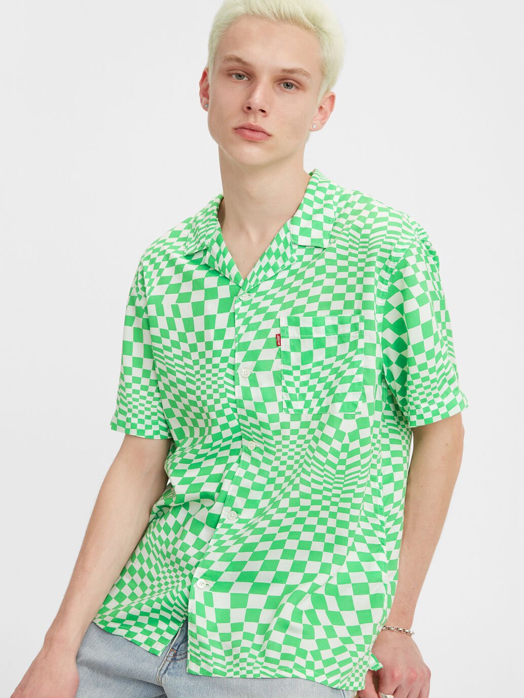 Levis The Sunset Camp Shirt in Trippy Check Green