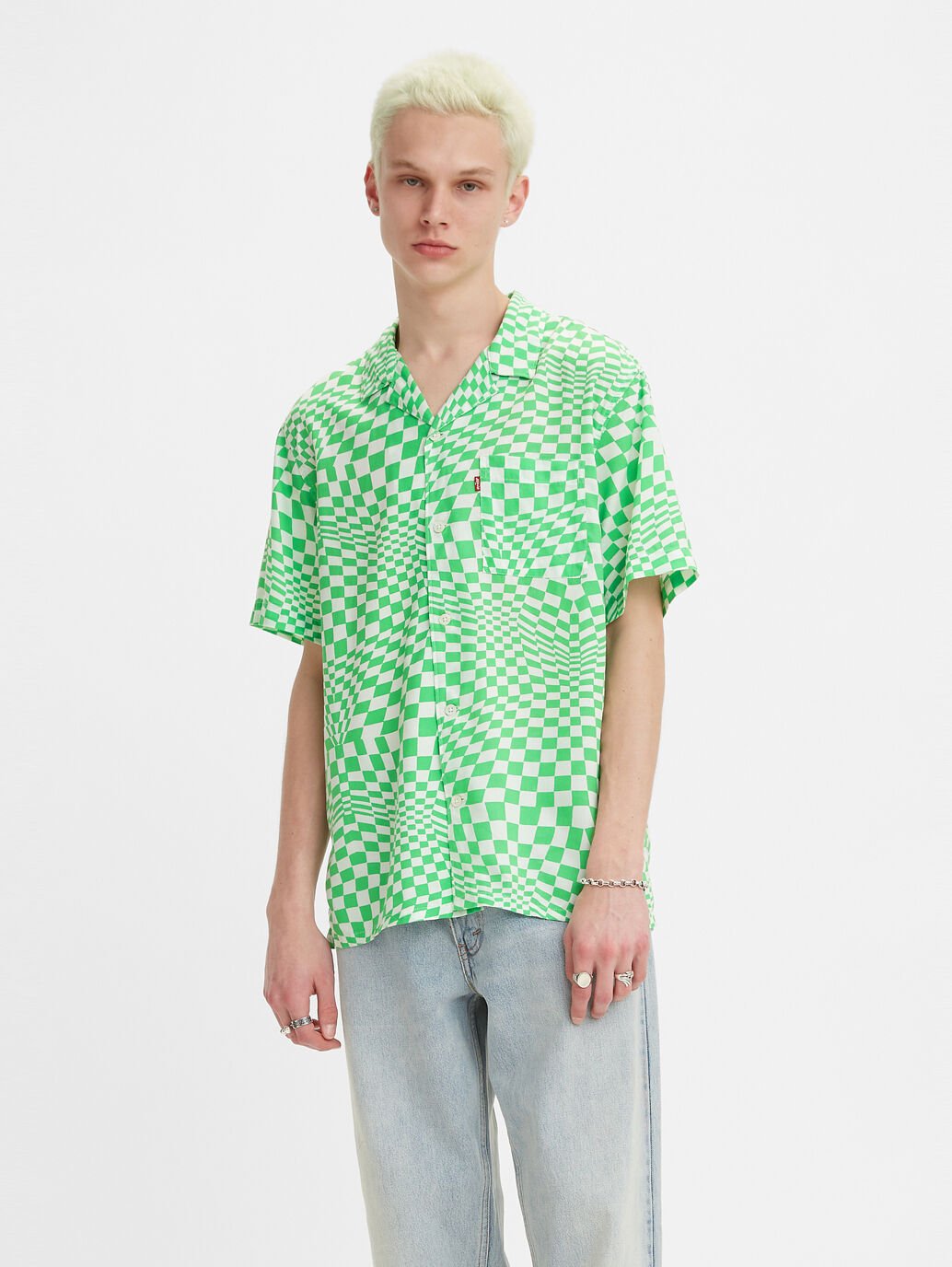 Levis The Sunset Camp Shirt in Trippy Check Green