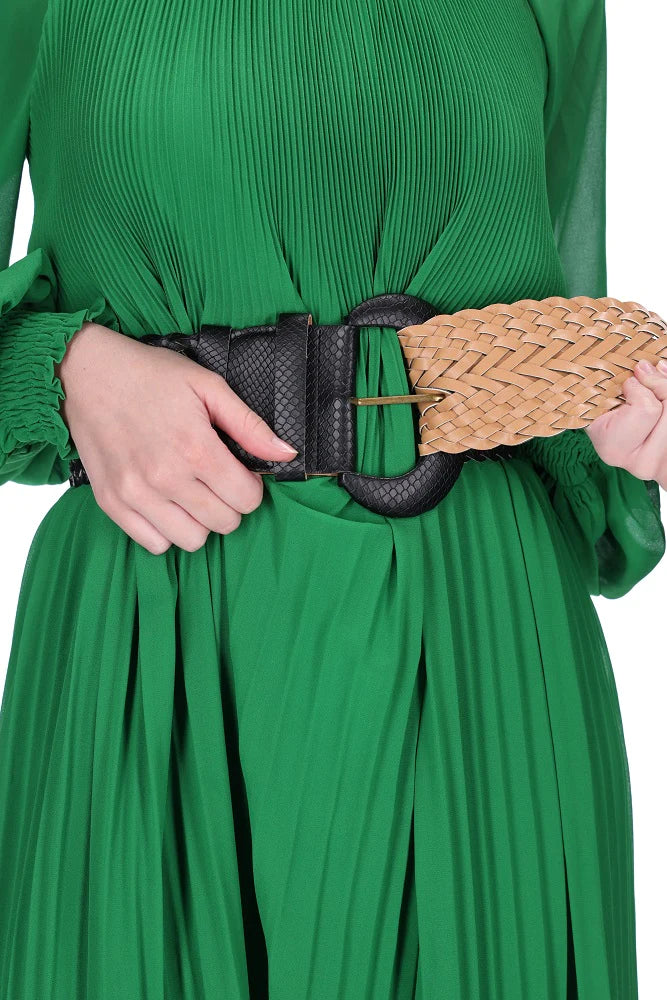 Augustine Leather Belt in Green, White, Nude, Navy or Black