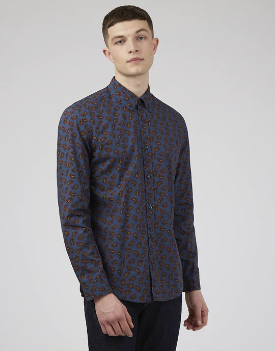 Ben Sherman Mini Paisley Print Long Sleeve Shirt