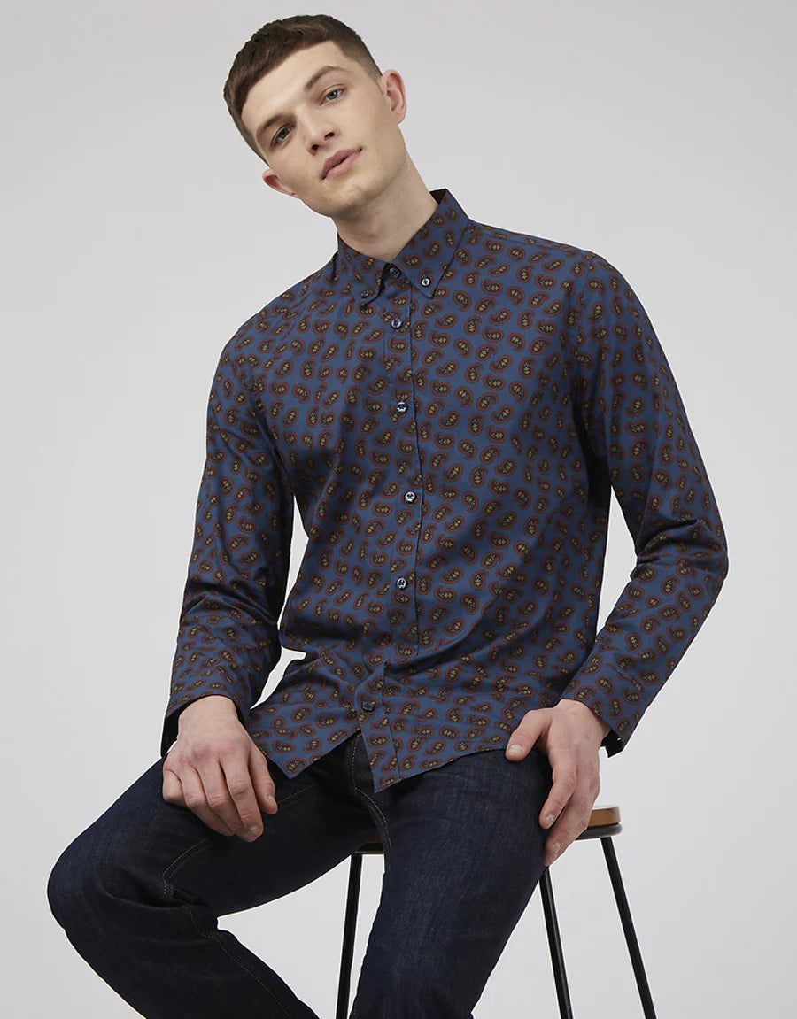 Ben Sherman Mini Paisley Print Long Sleeve Shirt