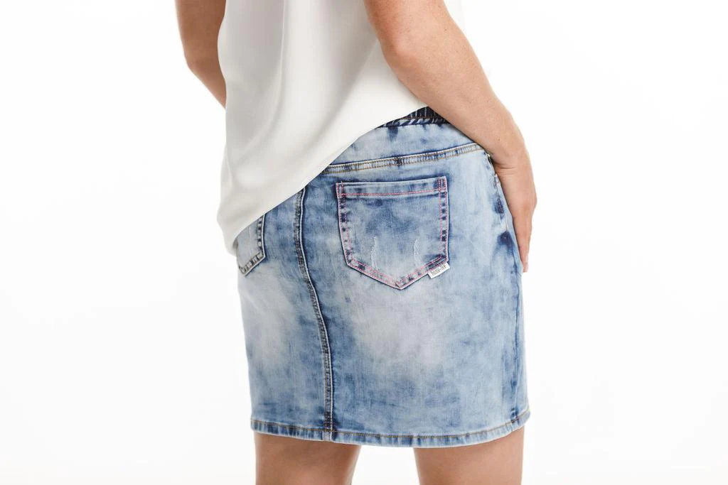 Home Lee Denim Skirt in Snow Wash or Blue