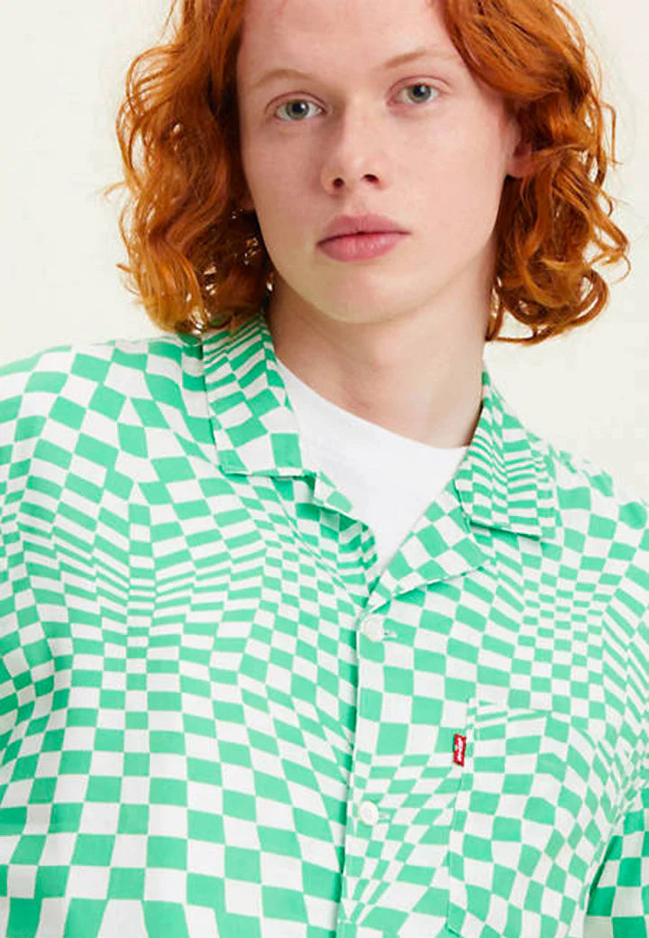 Levis The Sunset Camp Shirt in Trippy Check Green