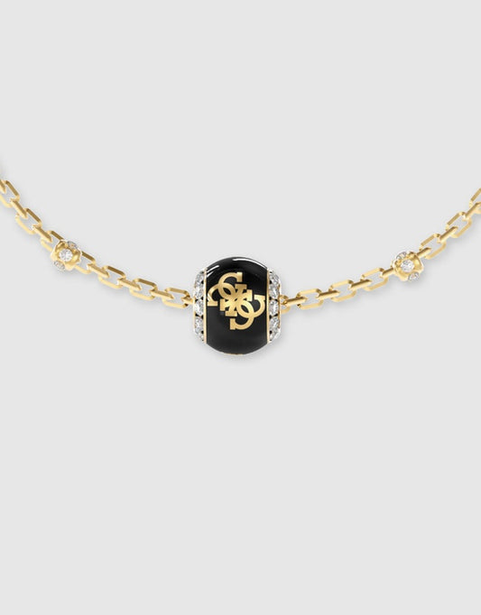 Guess Centered 4G Black Bead Bracelet
