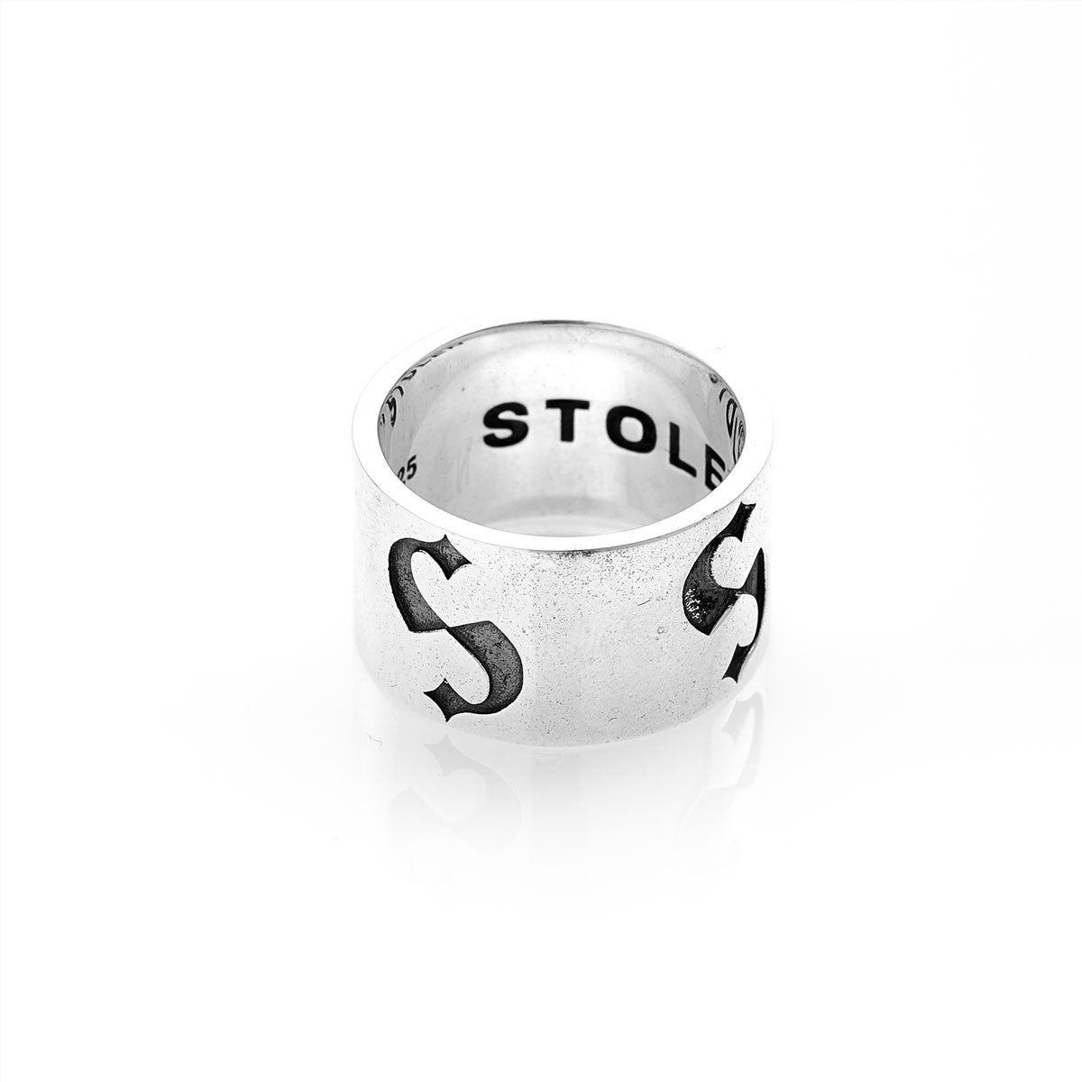 Stolen Girlfriends Club S Logo Imprint Band Wide Ring