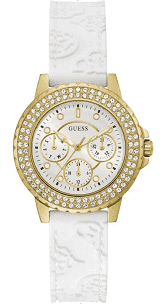 Guess Jewellery Watch Crown Jewel Gold with White Logo