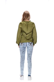 Augustine Pretty Basic Jade Blouse in Olive