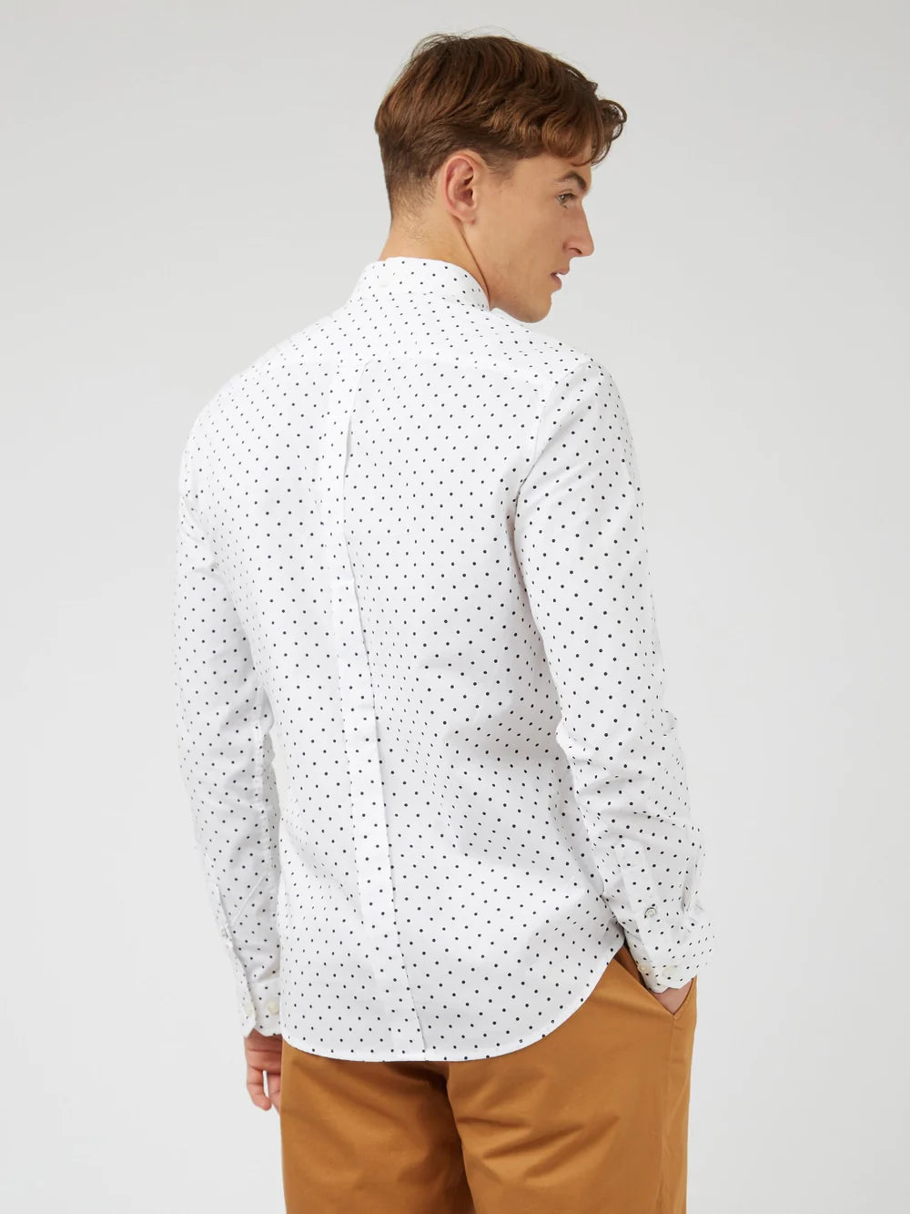 Ben Sherman Polka Dot Print White Shirt Long-Sleeve