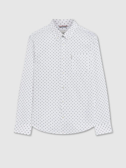 Ben Sherman Polka Dot Print White Shirt Long-Sleeve