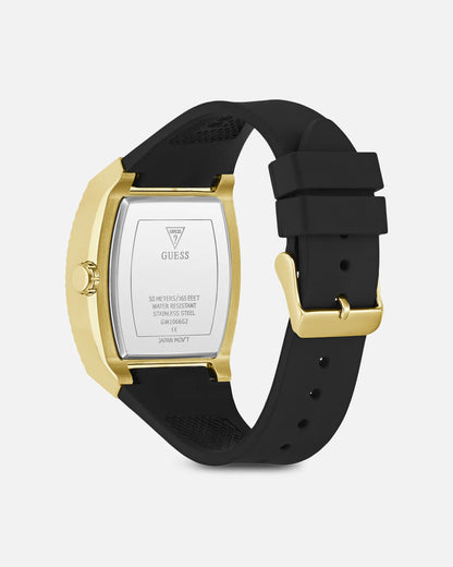 Guess Watch Phoenix Gold Lion Black Silicon Strap