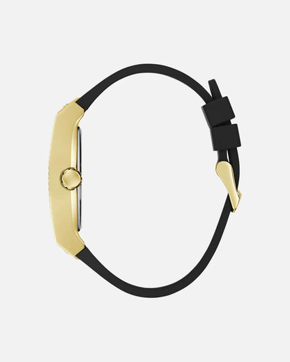 Guess Watch Phoenix Gold Lion Black Silicon Strap