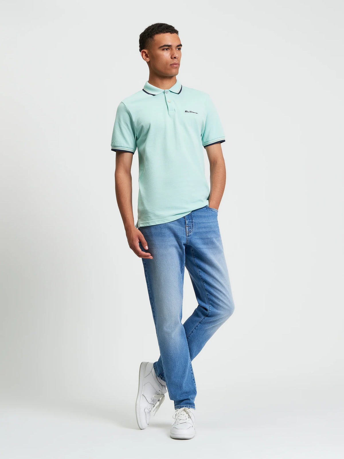 Ben Sherman Signature Pique Polo in Mint or Dark Green