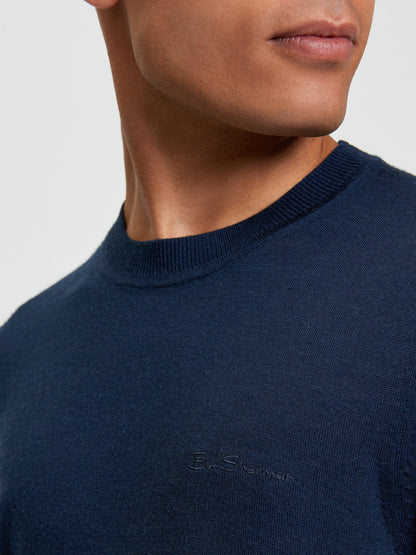 Ben Sherman Merino Crew Neck Navy