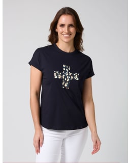 Stella+Gemma Soho Cuff Tee Deep Navy Leopard Cross