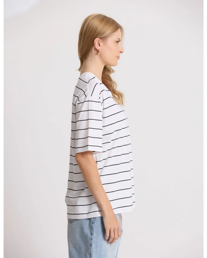 Stella+Gemma Porter Tee White with Black Stripe
