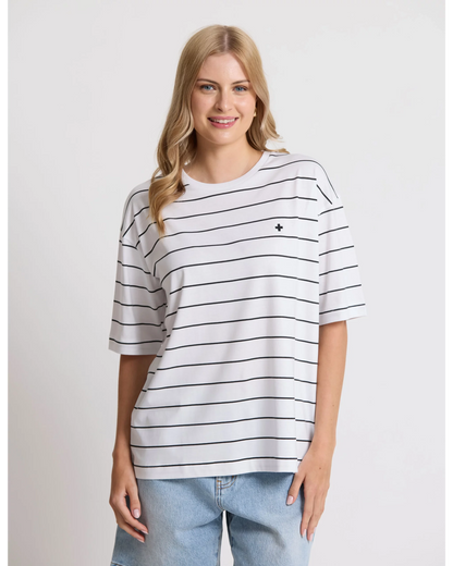 Stella+Gemma Porter Tee White with Black Stripe
