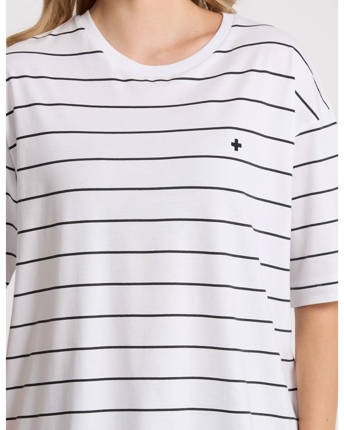 Stella+Gemma Porter Tee White with Black Stripe