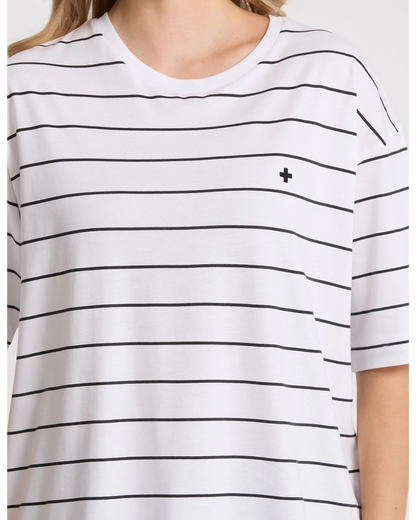 Stella+Gemma Porter Tee White with Black Stripe