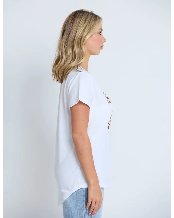 Stella+Gemma Classic Tee White Summer Leopard Bow