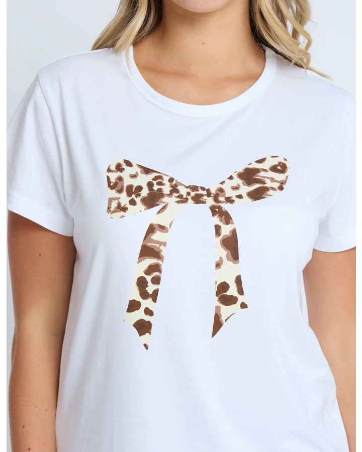 Stella+Gemma Classic Tee White Summer Leopard Bow