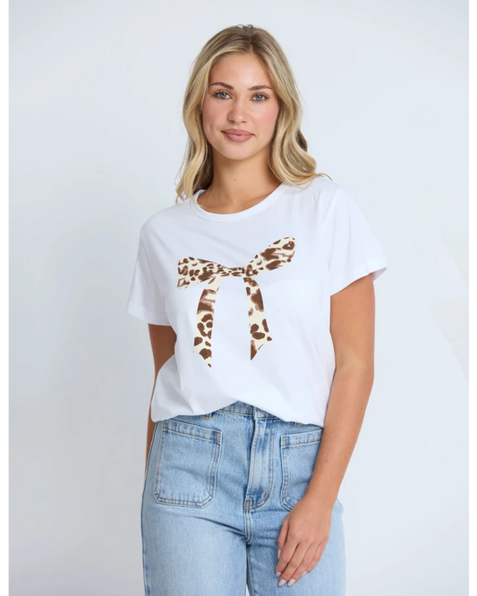 Stella+Gemma Classic Tee White Summer Leopard Bow