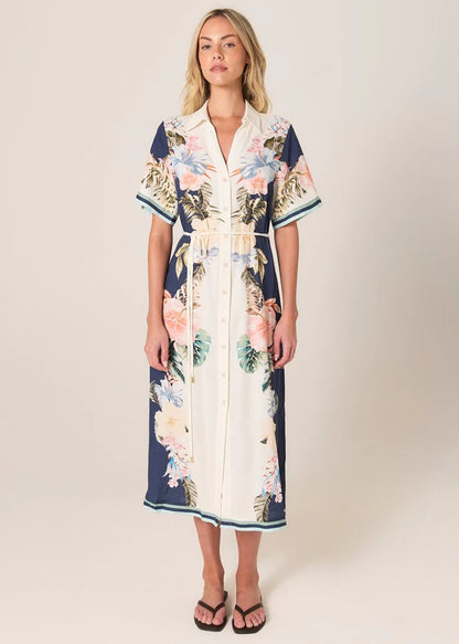 Sass Solara Placement Print Shirt Dress