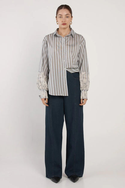 Fate+Becker Paloma Striped Embriodered Shirt
