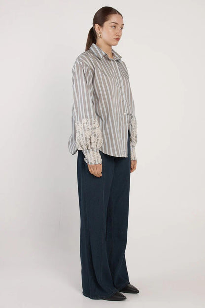 Fate+Becker Paloma Striped Embriodered Shirt