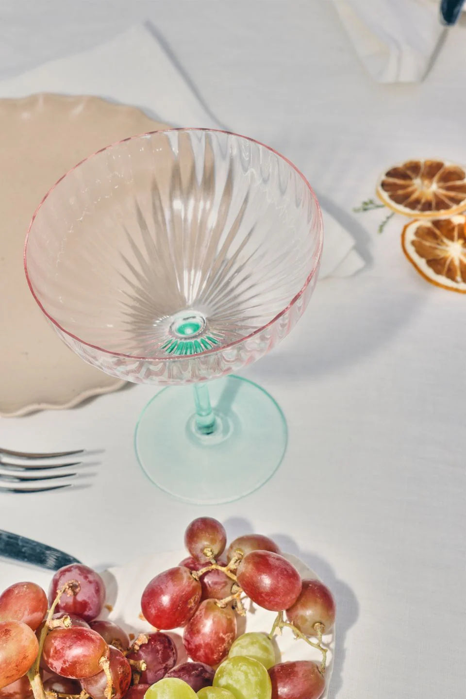 Willow & Mae Martini Glass Ripple Pink Green