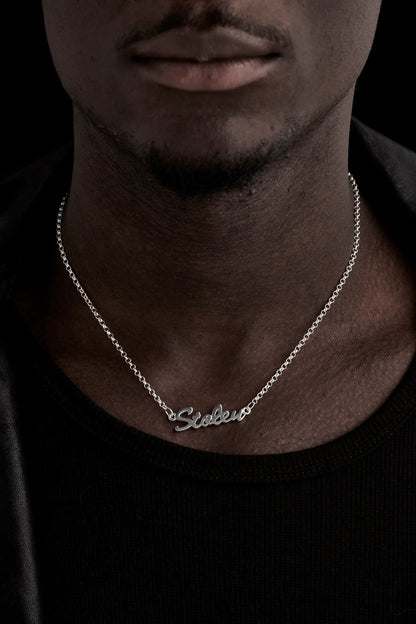 Stolen Girlfriends Club Script Necklace Silver
