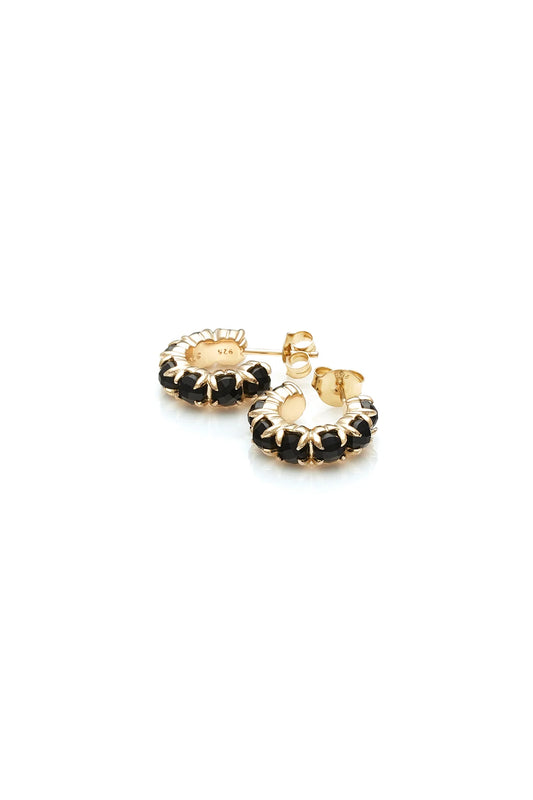 Stolen Girlfriends Club Halo Cluster Earrings - Gold Plated - Onyx