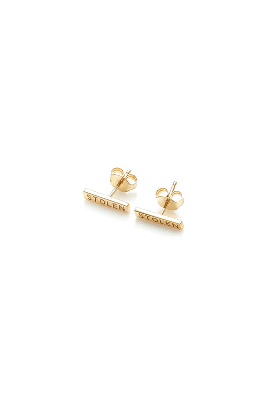 Stolen Girlfriends Club Tiny Stolen Bar Earrings 18k Gold Plated