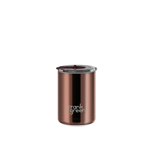 Frank Green 12oz Ceramic Coffee Cup with Hinged Screw Lid Chrome