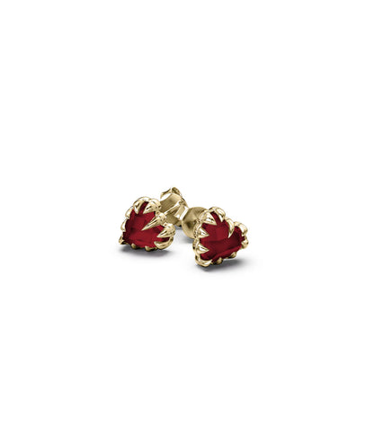 Stolen Girlfriends Club Love Claw Earrings 18k Gold Plated Red Garnet