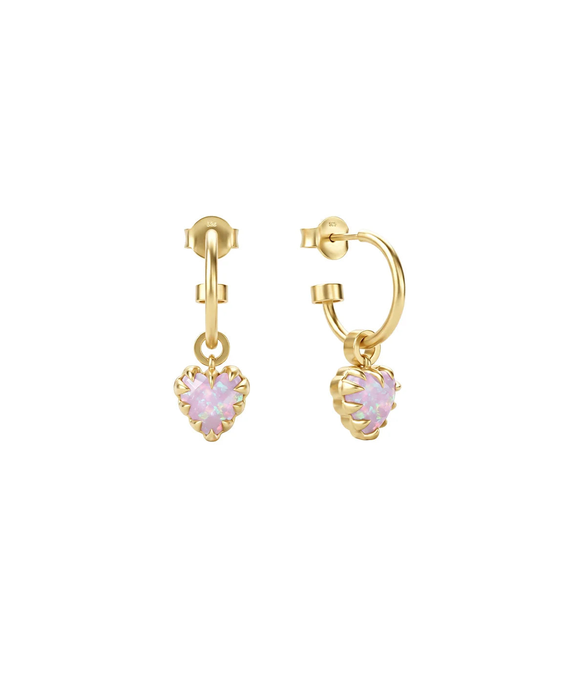 Stolen Girlfriend Love Claw Anchor Earrings Gold Plated Pink Bello Opal
