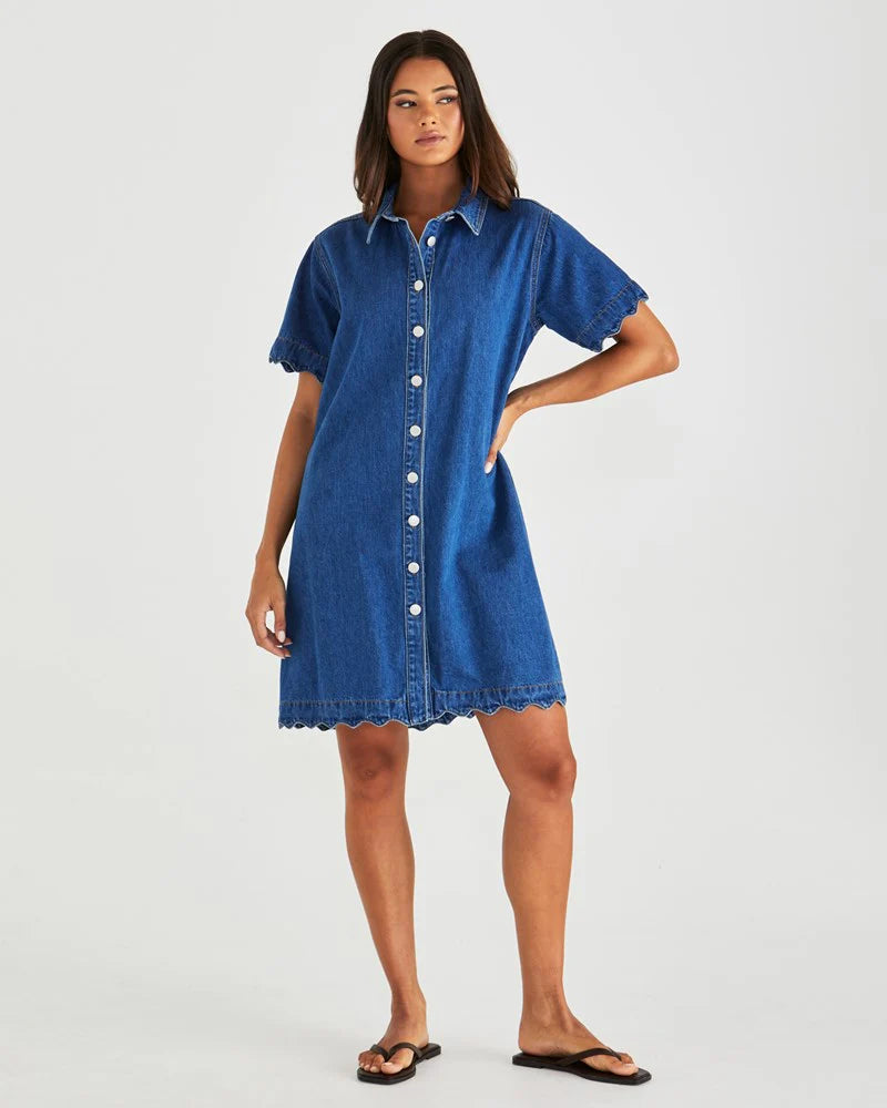 SASS Vale Scalloped Denim Dress