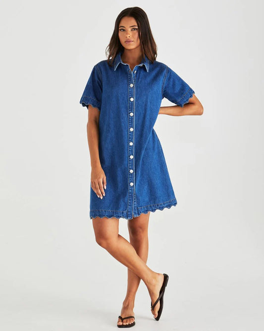 SASS Vale Scalloped Denim Dress