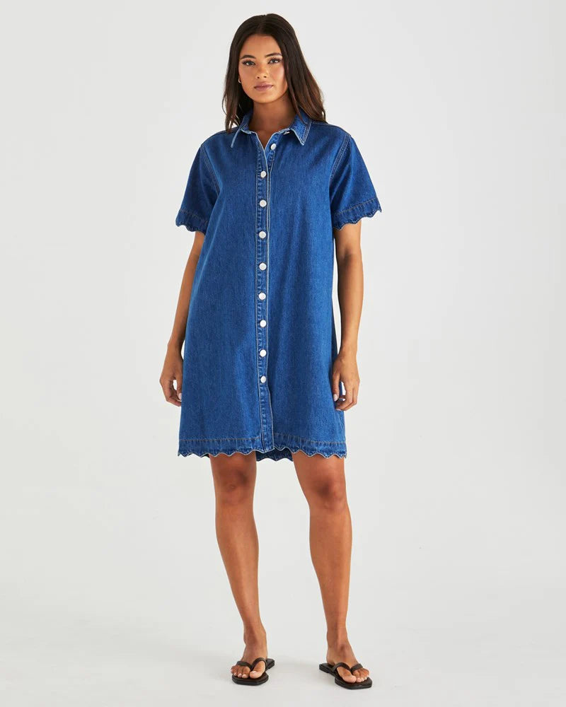 SASS Vale Scalloped Denim Dress