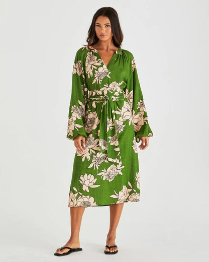 Sass Jana Obi Belt Dress in Moonflower and in Wild Orchid