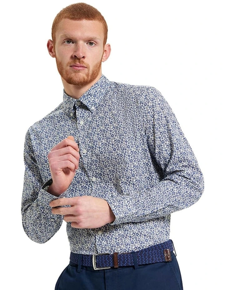 Ben Sherman Long Sleeve Mono Floral Print