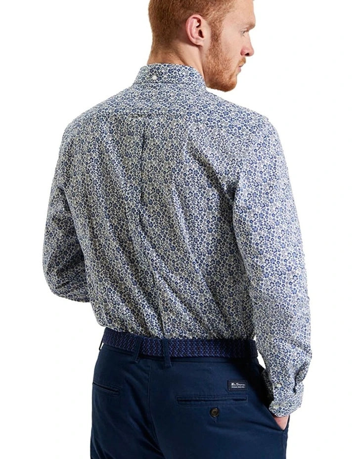 Ben Sherman Long Sleeve Mono Floral Print