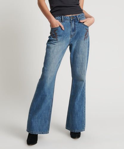 One Teaspoon Westland Motif Charlie Slim Bootcut Blue Jean