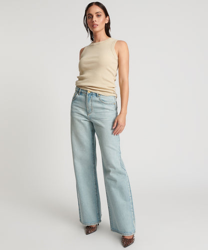 One Teaspoon Kansas Blue Jackson Mid Waist Wide Leg Jean