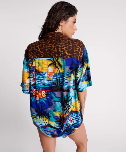 One Teaspoon Utopia Leopard Print Hawaiian Shirt