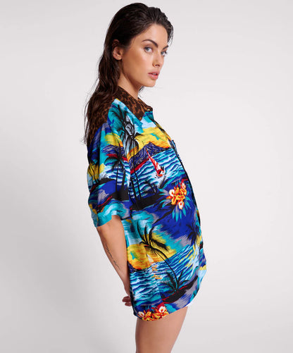 One Teaspoon Utopia Leopard Print Hawaiian Shirt