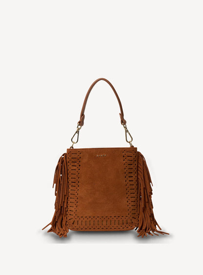 Saben Coco Mini Bag Black Suede+Fringe