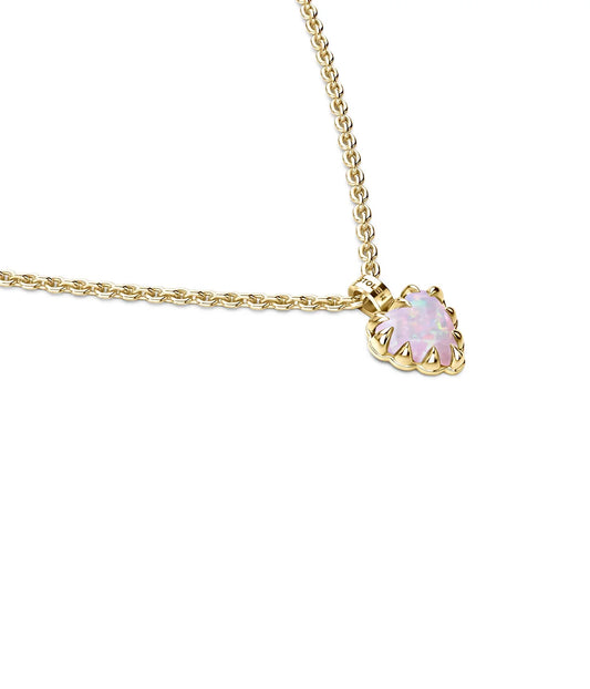 Stolen Girlfriend Mini Love Claw Necklace-Gold Plated Pink Bello Opal