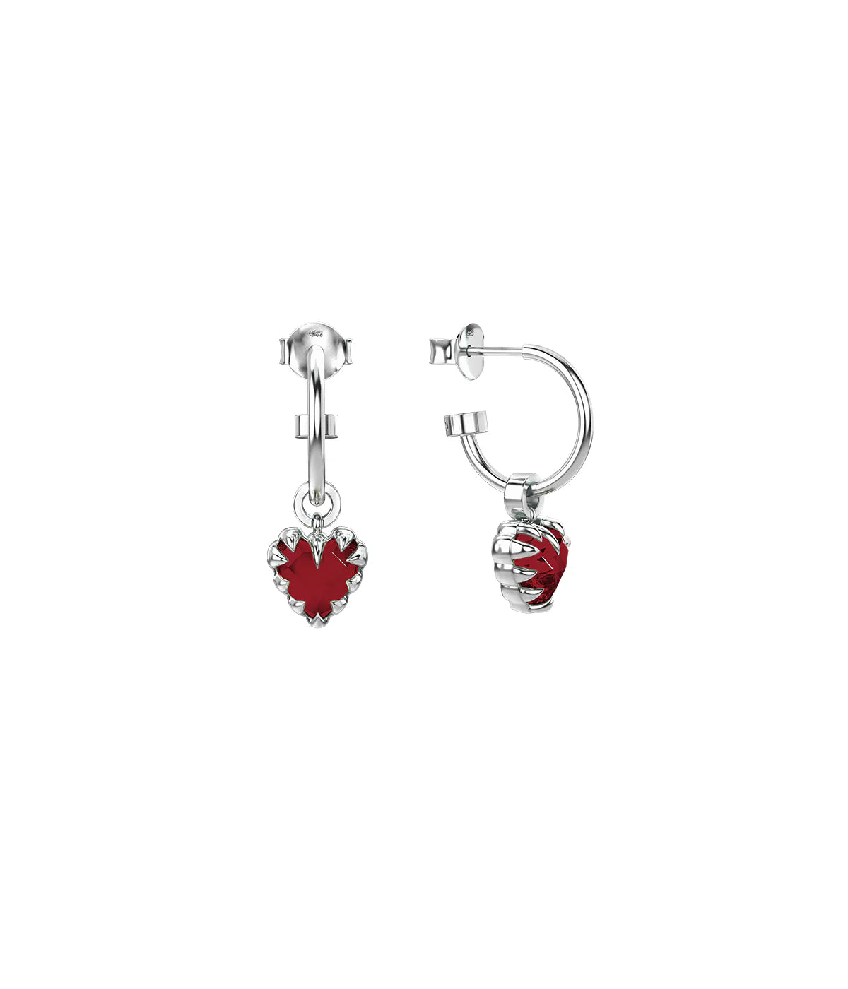 Stolen Girlfriends Club Love Claw Earrings Red Garnet Anchor Silver